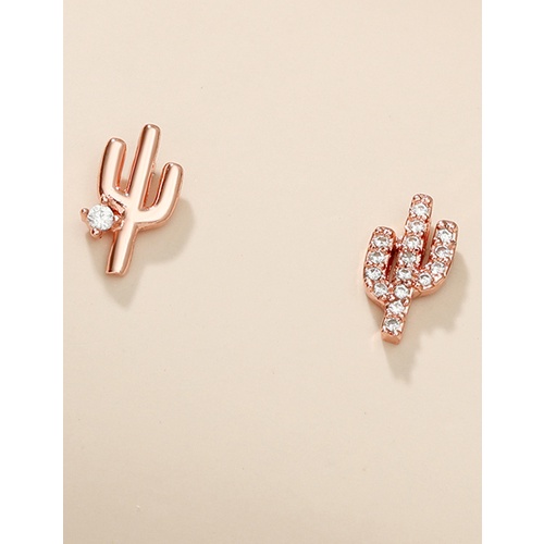 LRC Anting Tusuk Fashion Rose Gold Asymmetric Cactus V35583