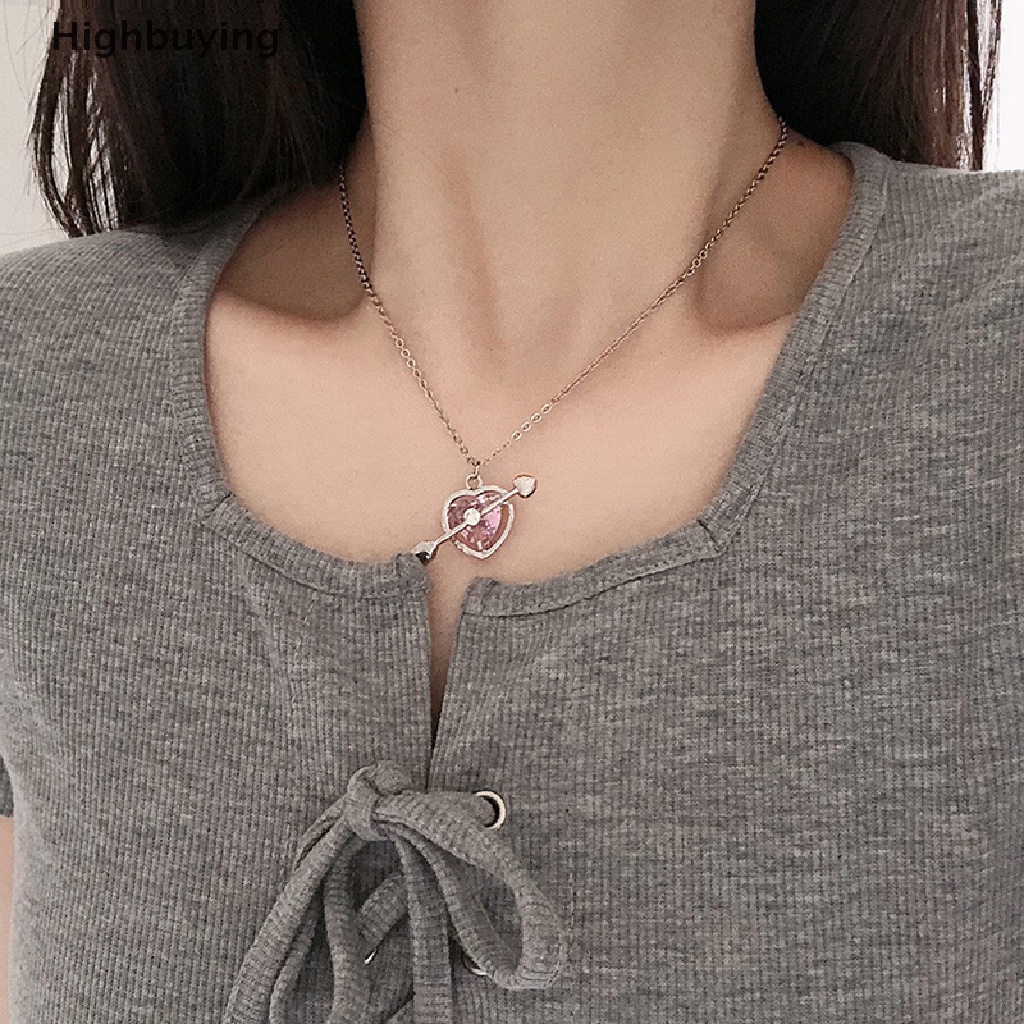 Kalung Rantai Choker Hias Liontin Hati Kristal Mutiara Warna Pink Untuk Wanita Glory