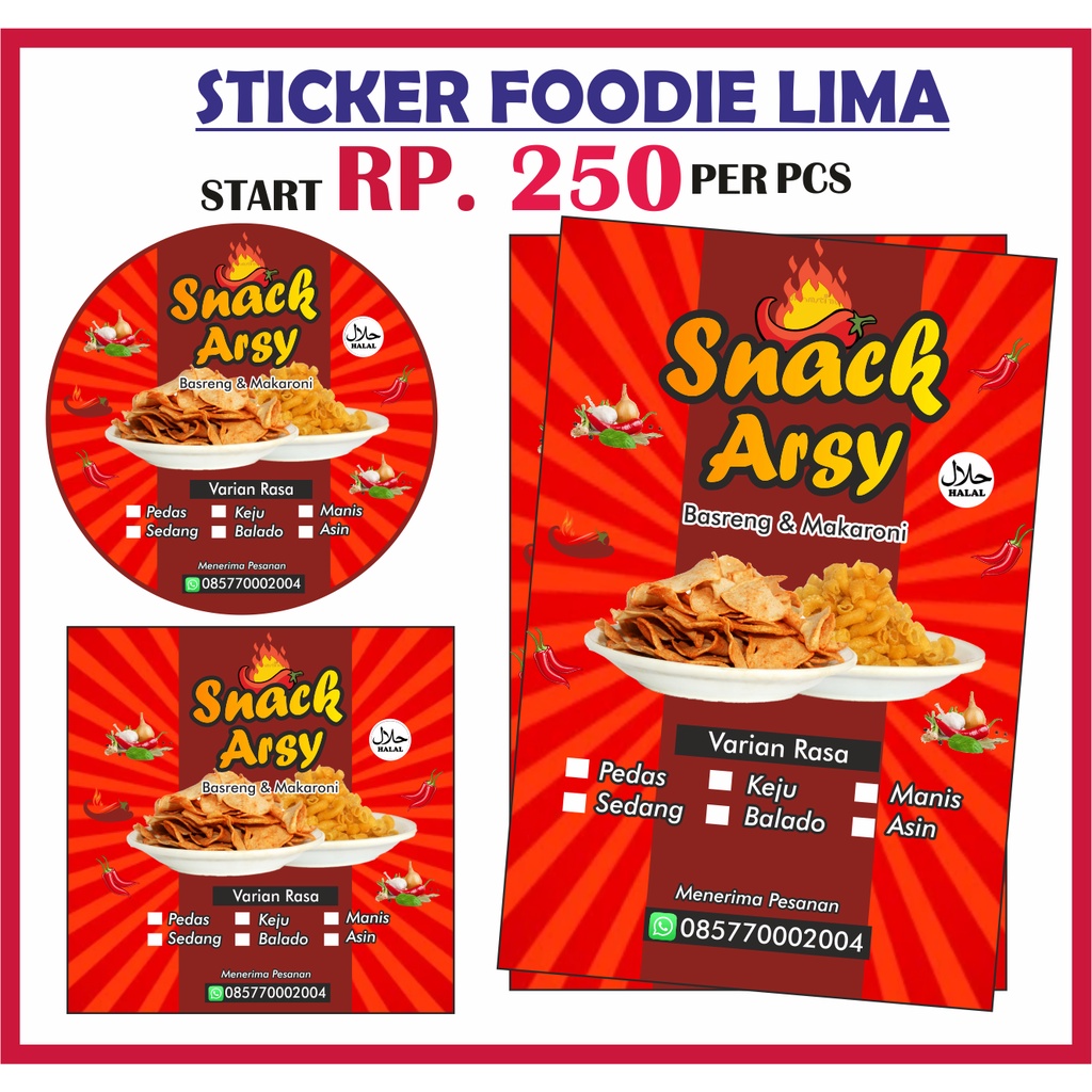 Jual Termurah Stiker Label Kemasan Stiker Jajanan Snack Stiker Pouch Stiker Basreng Makaroni