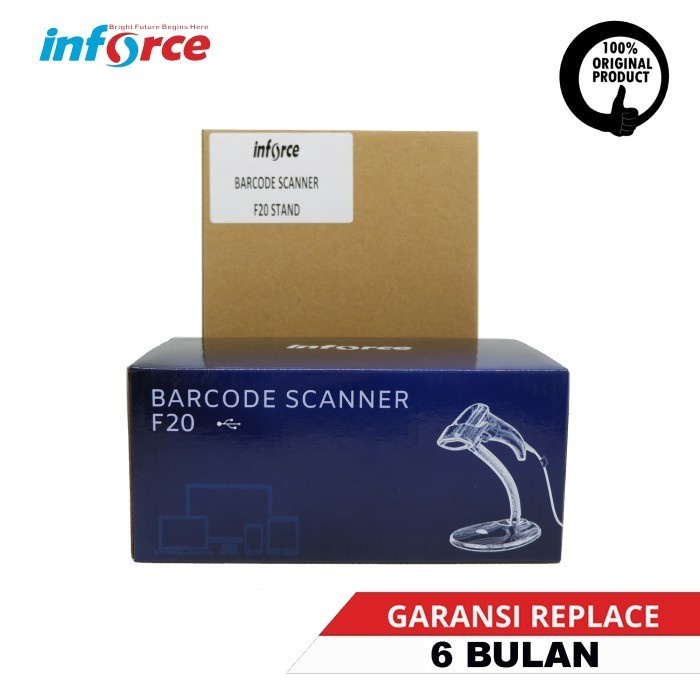 SCANNER BARCODE INFORCE F20 / F 20 STAND 1D 1 D USB WIRED KABEL CABLE GARANSI RESMI