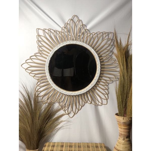 Cermin Aesthetic Bulat Besar / Cermin Gantung Dinding Aesthetic.