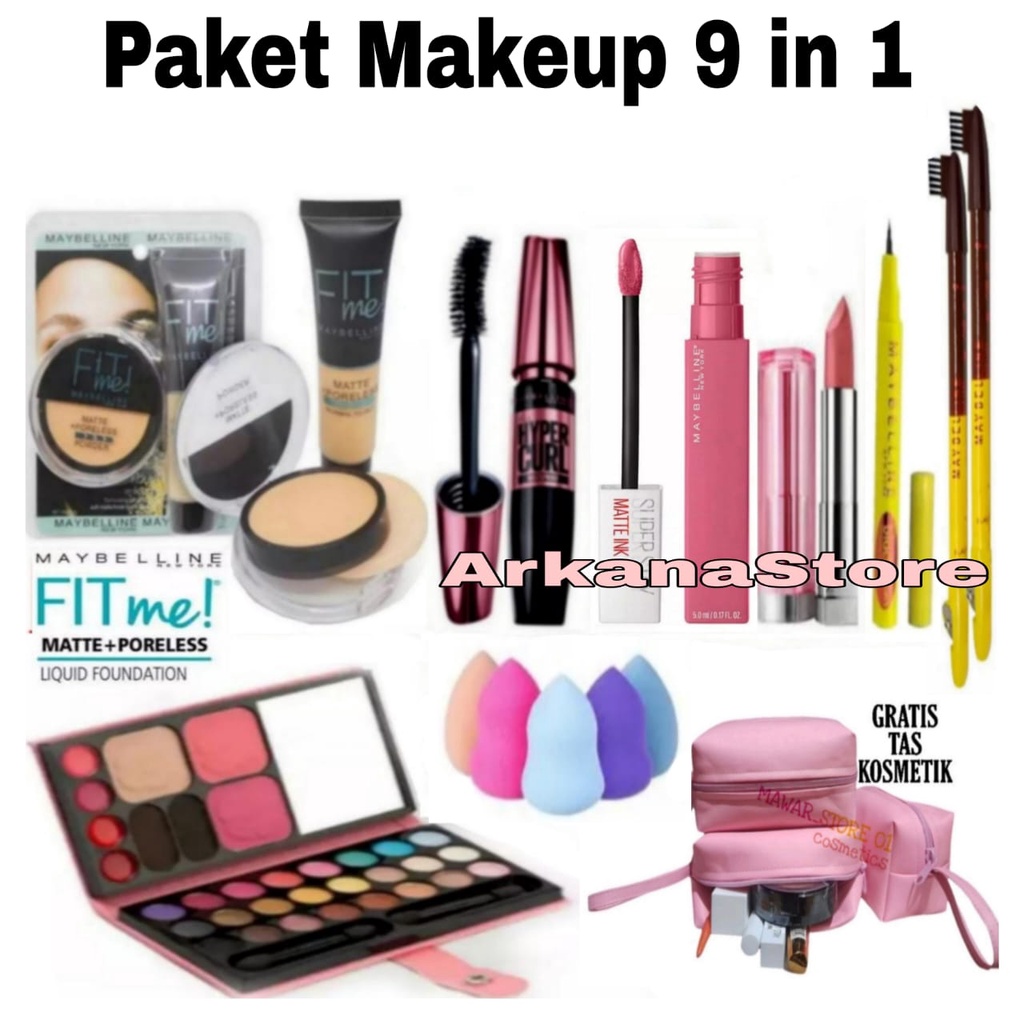 Paket Kosmetik Maybelline Super Lengkap 17 In 1 / Paket Kecantikan / Paket MakeUp Komplit Hemat Murah