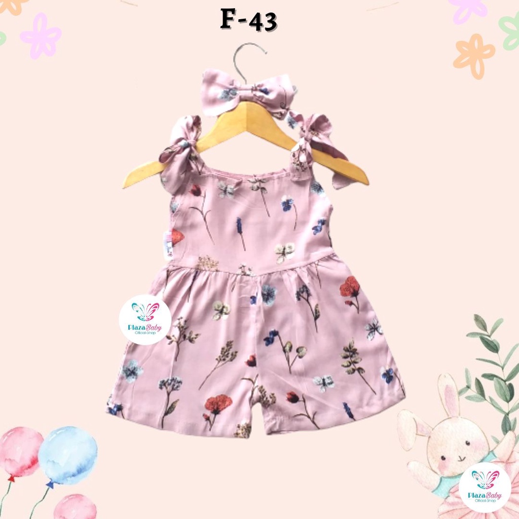 PROMO 7.7 plazababyku JUMPSUIT HANA setelan anak perempuan jumper bayi motif bunga lucu free headband BUBIBEE