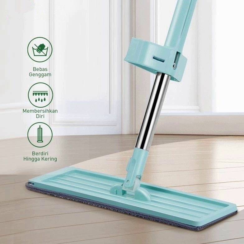 Pel Lantai Flat Mop -  Alat Pel Peras Praktis