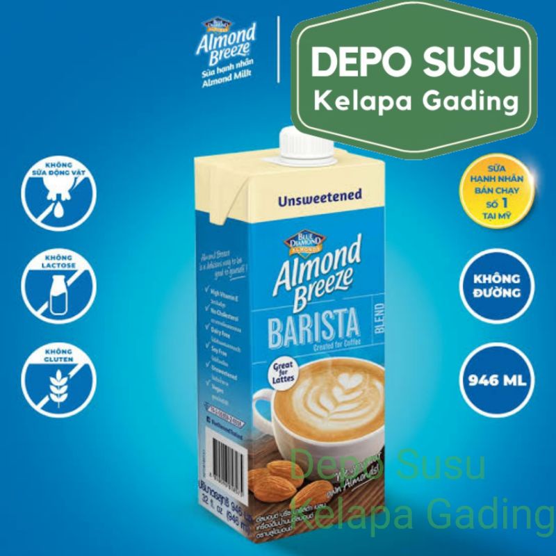 Almond Breeze 1 litter Susu Almon | Blue Diamond Almond Milk Premium Coklat