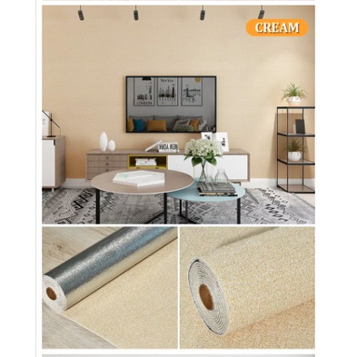 Wallpaper Linen Foam - Wallpaper Dinding Kamar Tidur - Linen Cream - Wallpaper Line 3D - Wallpaper Busa Foam 3D - Wallpaper Kedap Suara - Wallpaper Stiker Dinding - Wallpaper Elgant Polos