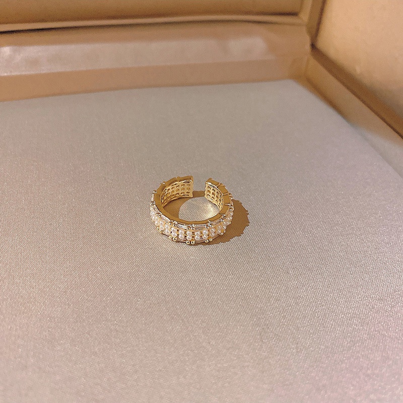 Cincin Open Ring Adjustable Dengan Mutiara Imitasi Untuk Wanita