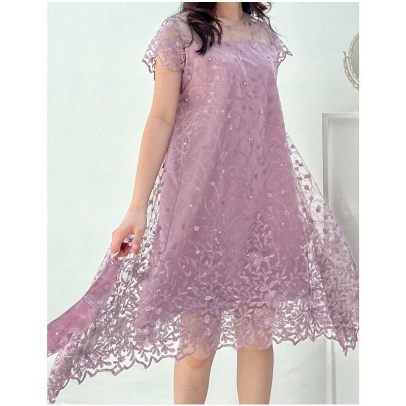 Sofia dress / Setelan tunik brokat / Quenna dress / Dress pesta brokat / Dress tile / Maxi dress / P