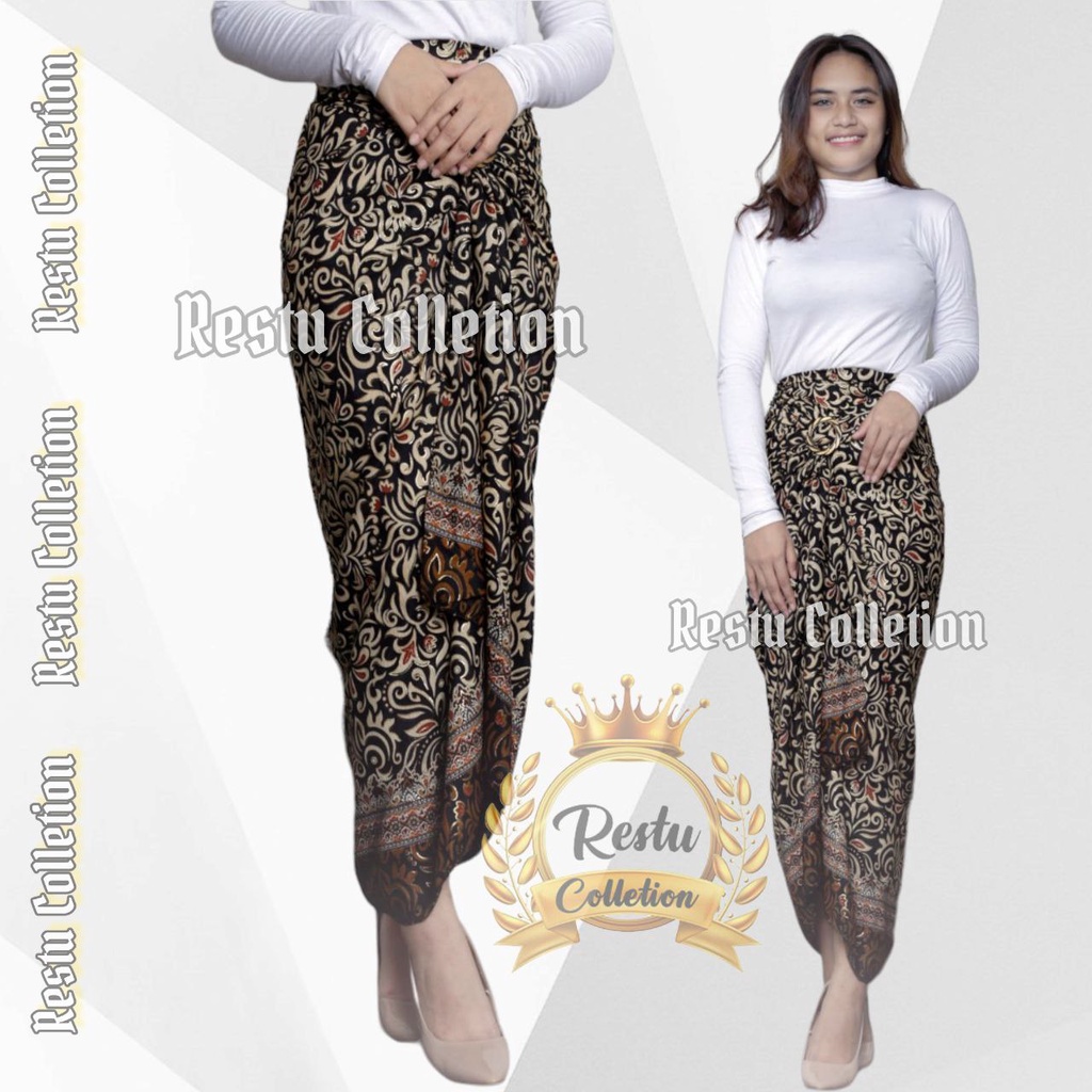 Rok Lilit Warp Skirt Serut Songket Jumputan Batik Panjang Wanita Bawahan Kebaya Kondangan Nikahan Wisuda Modern Tunangan Cewek Bahan Sutra HQ Premium All Size Motif Aurel Gold Bestseller