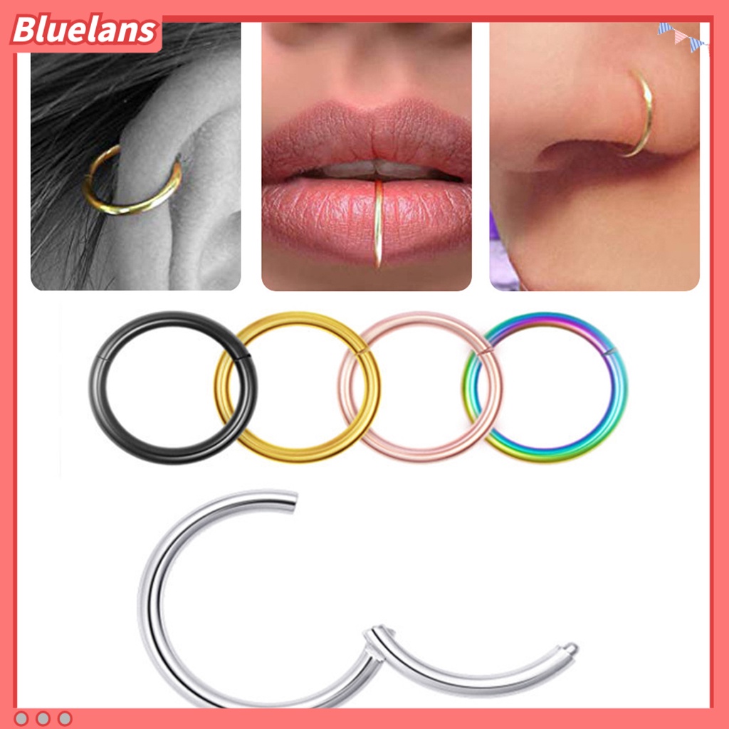 Bluelans Nose Ring Chic Safe Stainless Steel Decorative Lip Ring