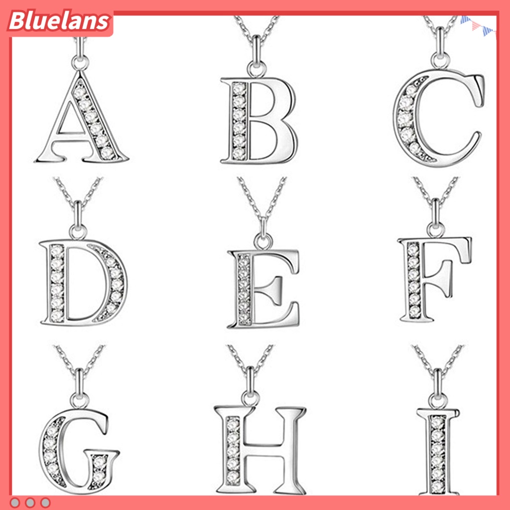 Bluelans Kalung Desain 26 Huruf Inisial Aksen Berlian Imitasi Untuk Unisex