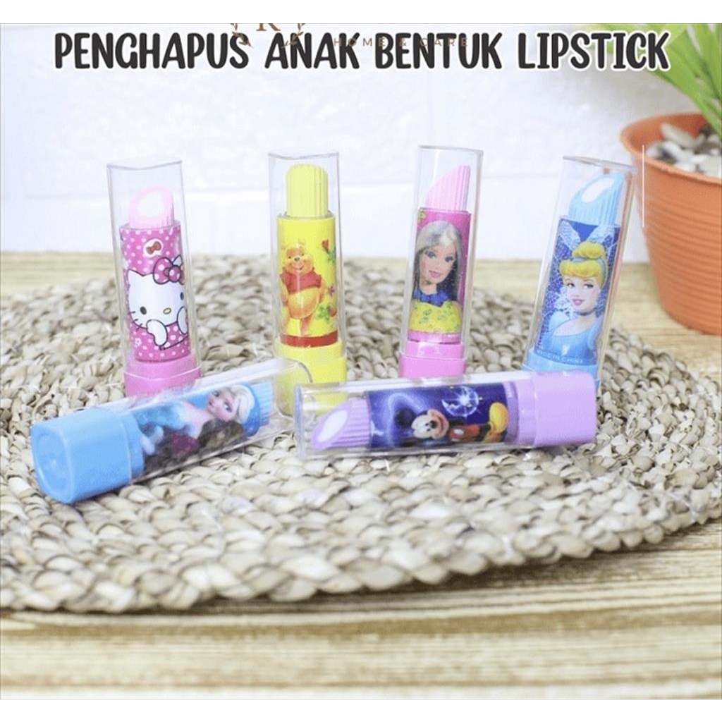 LS 916. Penghapus Pensil Karakter Lipstik Stip Lipstick Eraser Pen Alat Tulis Sekolah Lucu