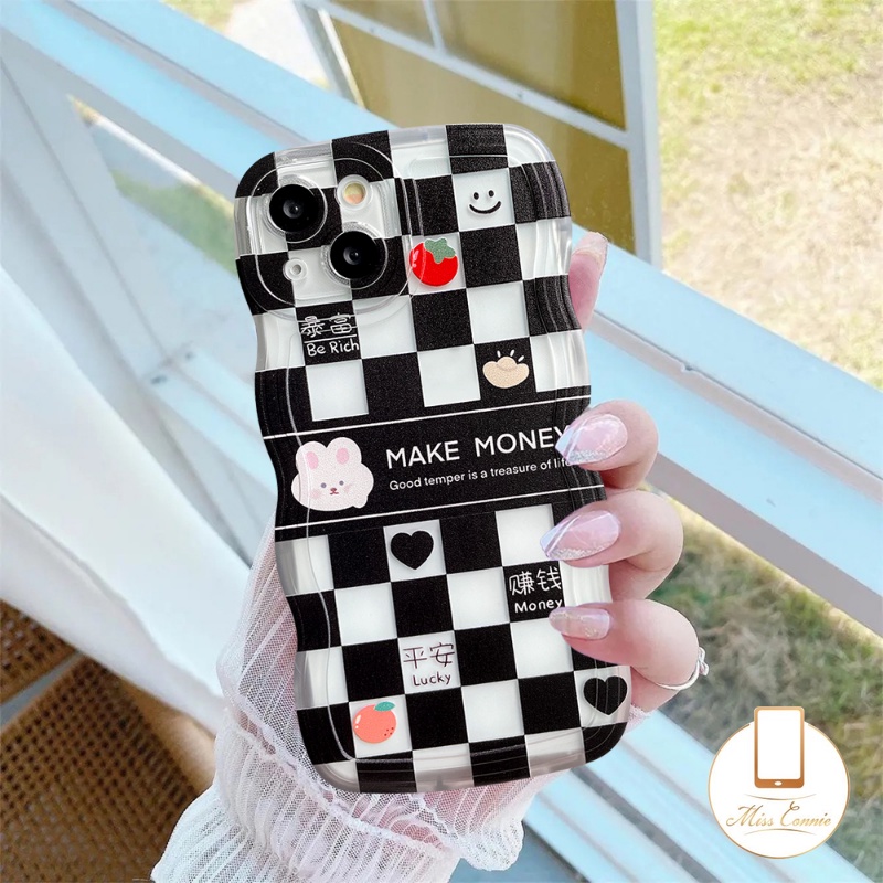 Case Realme C55 10 C35 C53 C30 C33 9 9Pro+8I C15 9i C25 C25Y C11 C12 C21Y C3 C1 C20 C25s C20A C17 8 8Pro 7 7i 5i 6i 5couple Checkerboard Bear Rabbit Wavy Edge Tpu Lembut Sarung