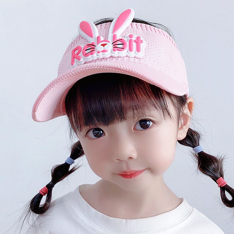 Topi Anak Rajut Visor Pantai Sunshade Motif Rabbit Baseball Anti Uv - Topi Anak