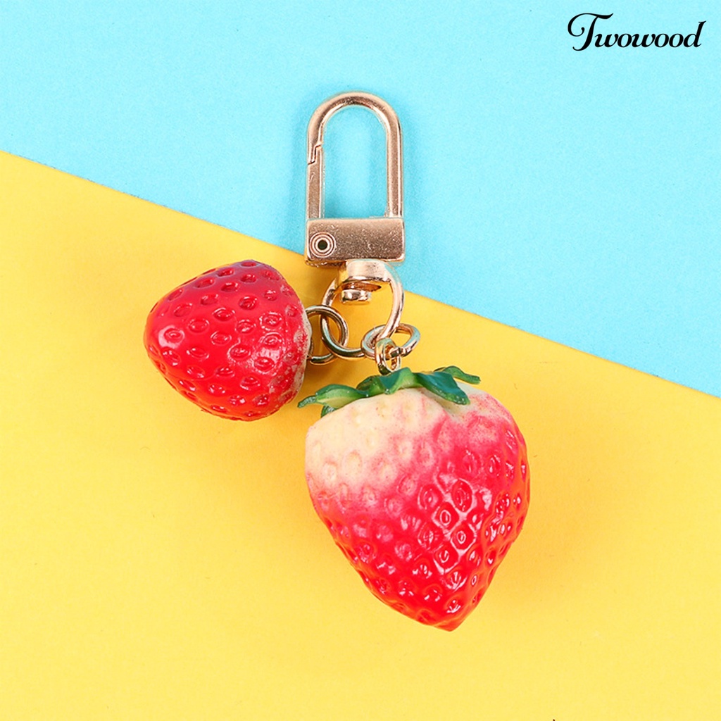 Twowood Gantungan Kunci / Tas Ransel Mini Bentuk Strawberry 3D Untuk Wanita