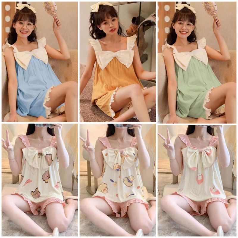 Baju Tidur Piyama Import Tanktop Wanita /Piyama Wanita hotpant import Singlet Tali Satu