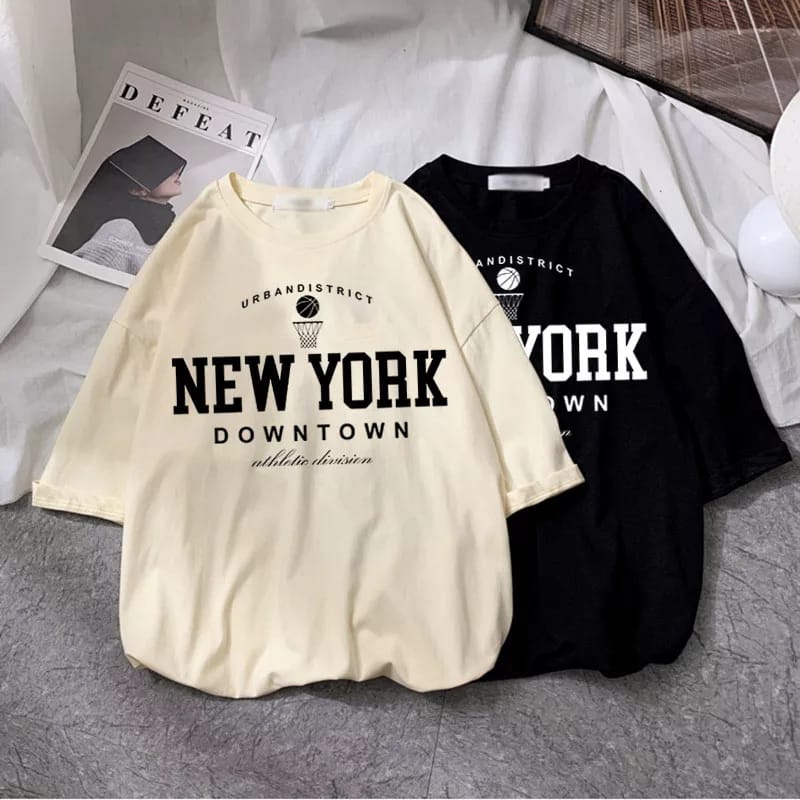 Kaos New York Downtown Wanita Import Atasan Dewasa New York City Oversize Jumbo T-shirt Oversize Wanita Lengan Panjang Kaos Wanita Lengan Pendek Kekinian 2022 Kaos Distro Wanita Oversize Tebal Kaos Cewek Distro Premium Termurah T shirt Wanita Murah Ori