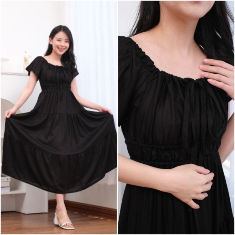 Long dress zalina/ gaun panjang/ dres panjang jumbo/Korean dress/dres putih panjang
