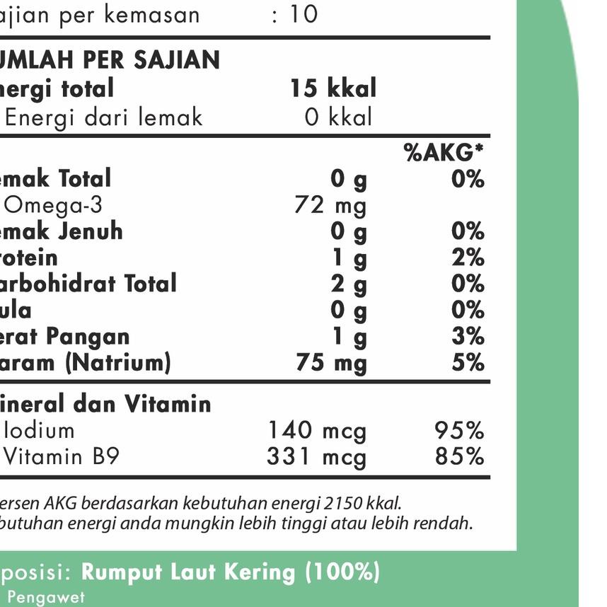 

Telah Hadir Crystal of the Sea - (10GR) Seaweed Food Powder / Bubuk Rumput Laut / Kaldu MPASI T6T,