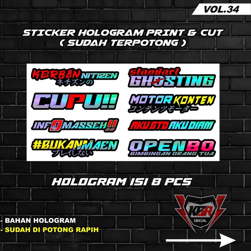 Stiker Hologram Racing Pack Print Cut Viral Terbaru Stiker Motor Sticker Helm