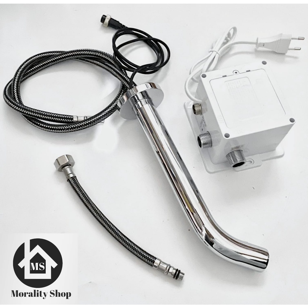 Kran Tembok Wastafel Sensor Otomatis Chrome W19-Wall Sensors Brass Faucet Auto Cold Only Keran air Washtafel Cuci Tangan