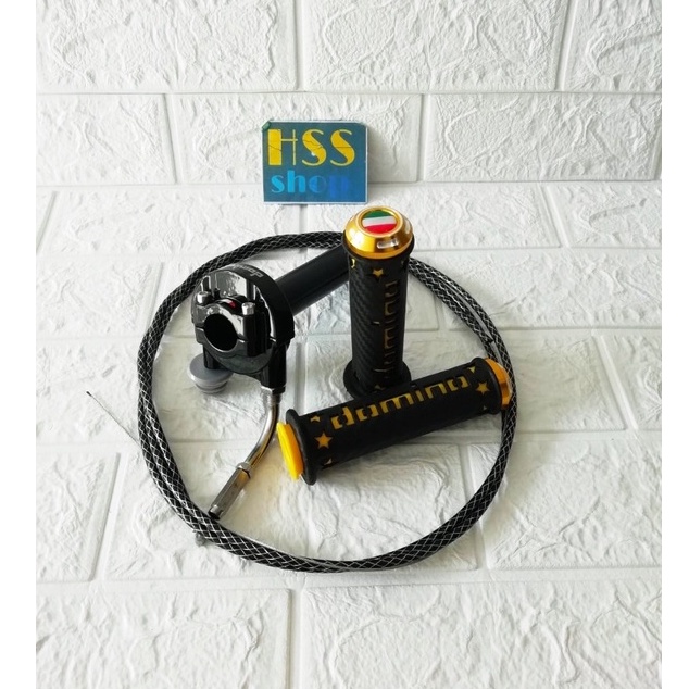 Gas Spontan 1 Kabel + Handgrip Jalu Cnc + 1 Kabel Gas Serat = Beat Karbu, Satria Fu,Jupiter Z, Supra