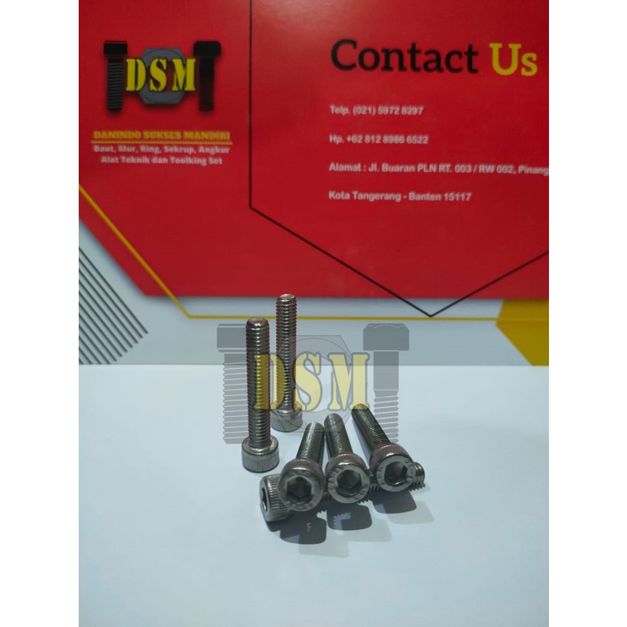 SS 304 Baut L M14x60 / Hex Socket Stainless M14 Pitch 2,0 Kunci L 12