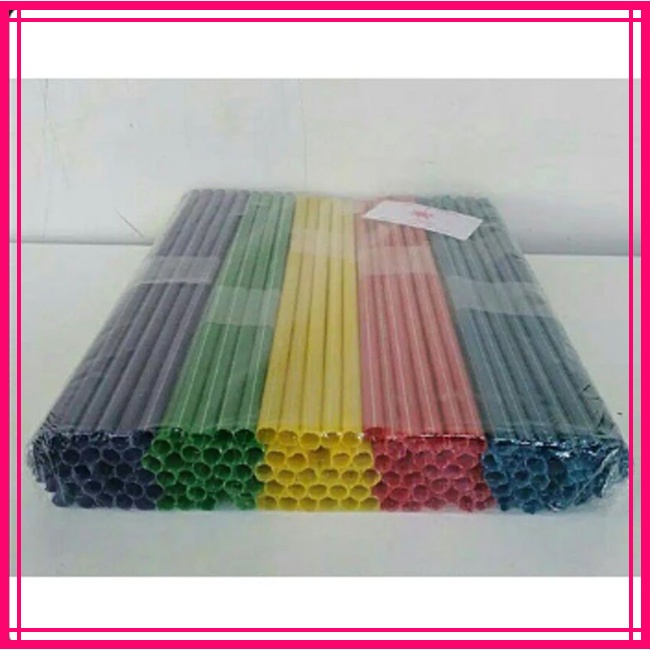 (1pack isi +-70pcs) Sedotan Plastik Lorek / Sedotan Es Plastik Warna Warni