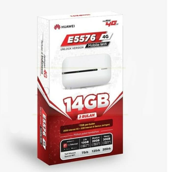 Mifi Modem Wifi 4G All Operator Huawei E5576 Free Telkomsel Kuota 14GB