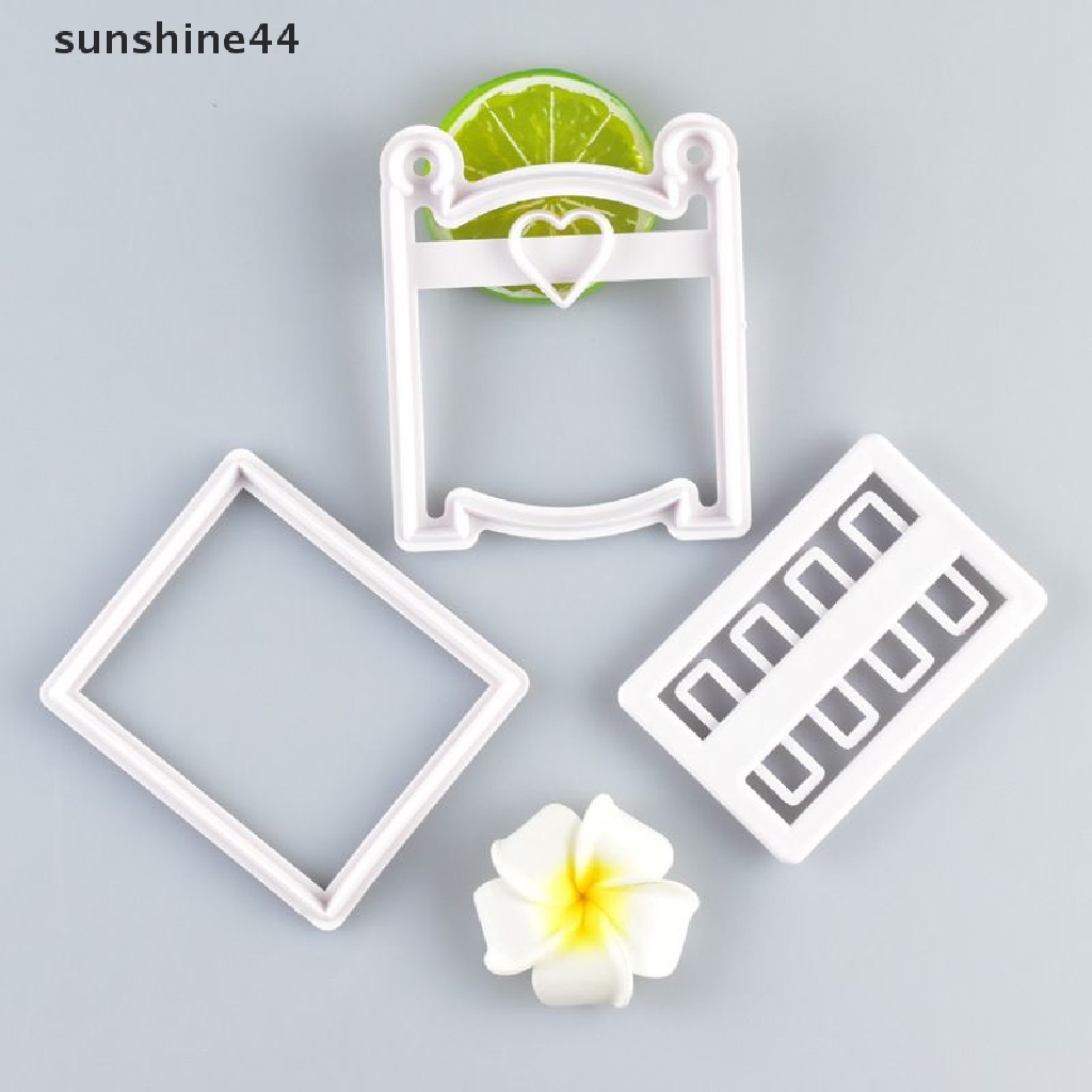 Sunshine 3Pcs Cetakan Kue / Biskuit Bentuk Ranjang Kecil Bahan Plastik