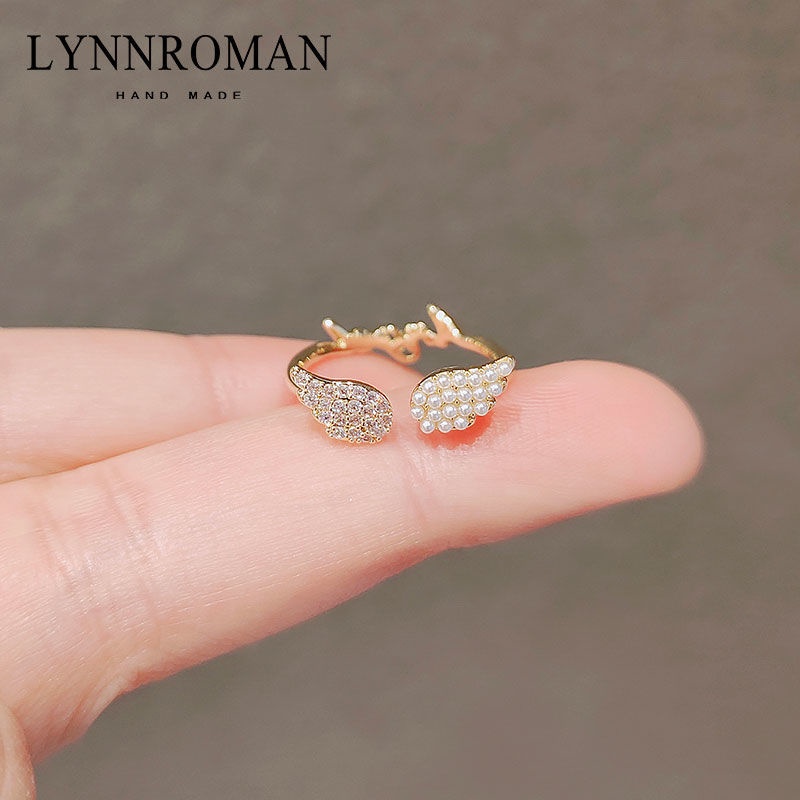 Suhao Jepang Angel Wing Ring Ringan Mewah Niche Desain Indah Gadis Fashion Terbuka Cincin Adjustable Jari Telunjuk Cincin