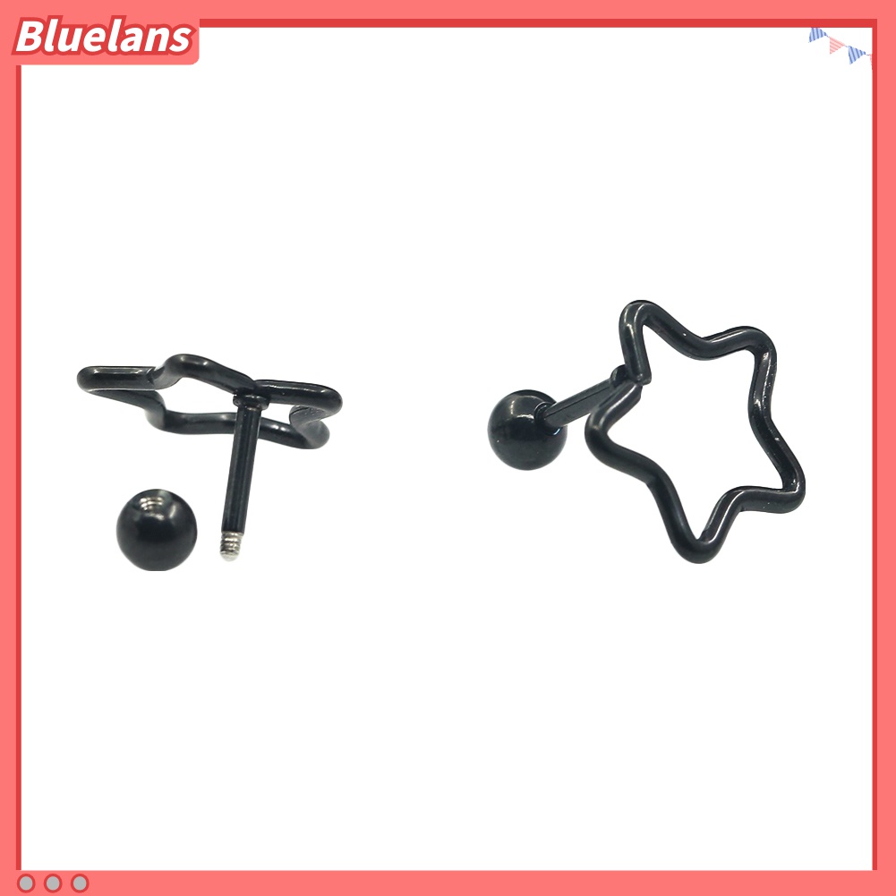 Anting Stud Tindik Tulang Rawan Telinga Bentuk Bintang Bahan Stainless Steel