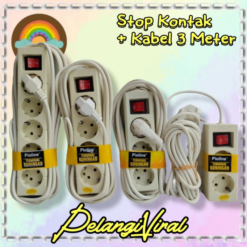 Stop Kontak+Kabel 3 meter/Stop Kontak/Stop Kontak+Kabel/Stop Kontak Arde+Kabel 3meter