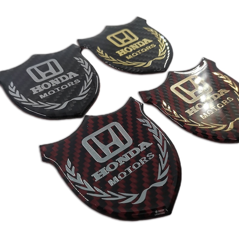 1pc Stiker Emblem Logo HONDA Bahan Karbon Fiber Untuk Dekorasi Jendela Samping Mobil