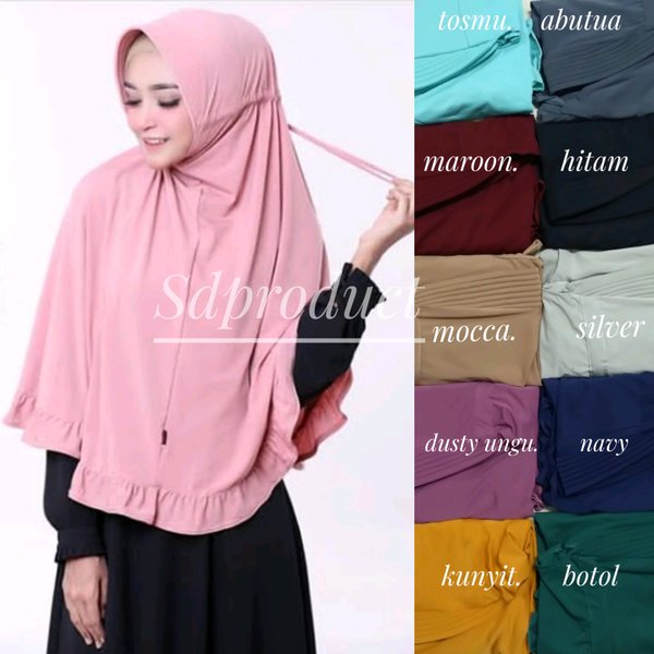 (COD) Hijab Instan Serut Jumbo Jersey  || Jilbab Instan Jumbo Rempel Jilbab Serut Rempel Jumbo Jersi