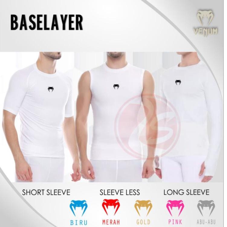 kaos dalam pria atasan olahraga pria putih logo sport baselayer short sleeve singlet manset panjang 