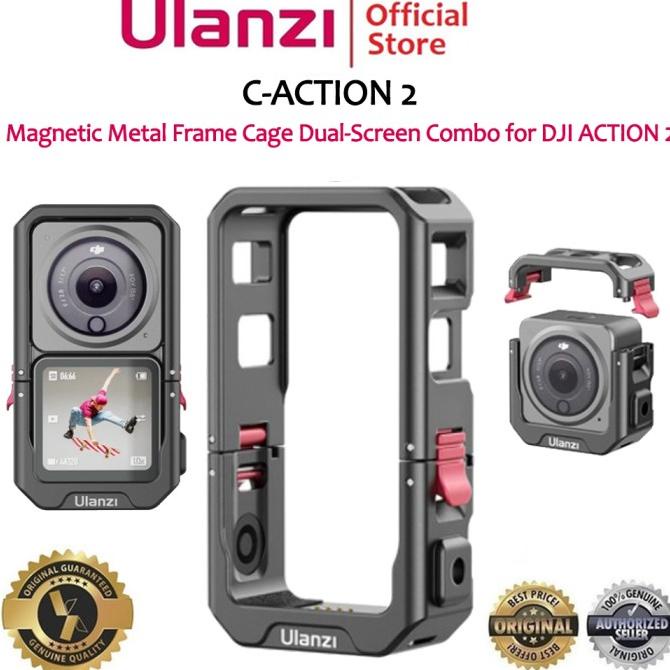 [ Promo ] Ulanzi C-Action 2 Magnetic Dual Screen Metal Cage For Dji Action 2 - Drone Kamera Dan Akse