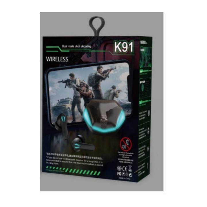 Headphone Gaming TWS K91 Bluetooth Wireless / Headset K-91 gaming  WIRELESS EARPHONE K-91