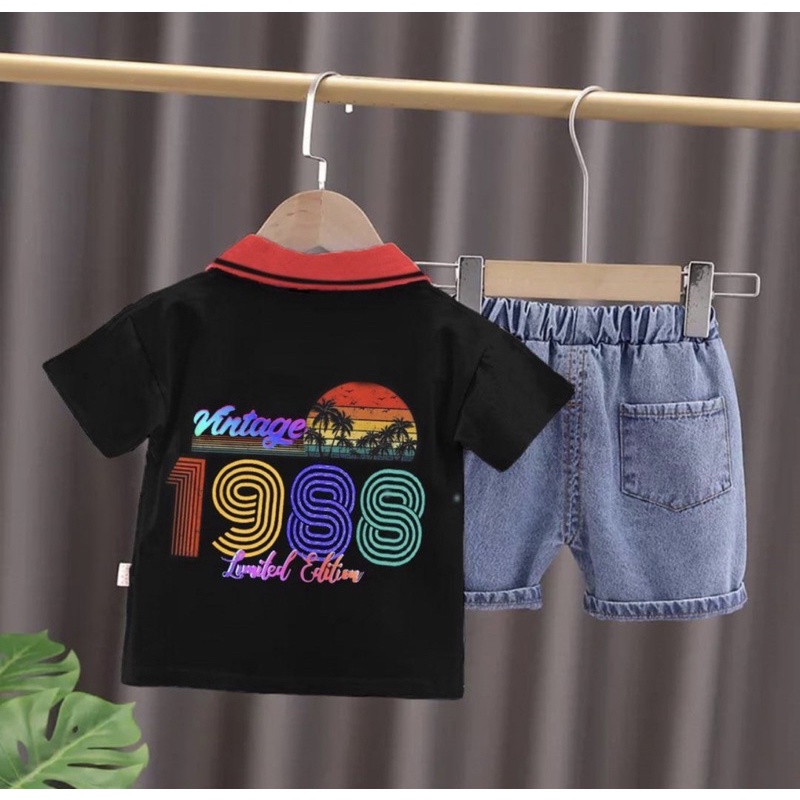 kaos Kerah anak dan celana denim anak 1-5 tahun harga grosir