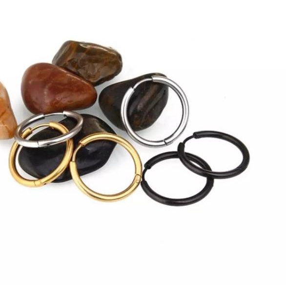 Big Sale Anting Earring Ring Hoop Stainless Steel 8/10/12/14/16/18/20/30mm.  Batang 2.5mm. HARGA BUA