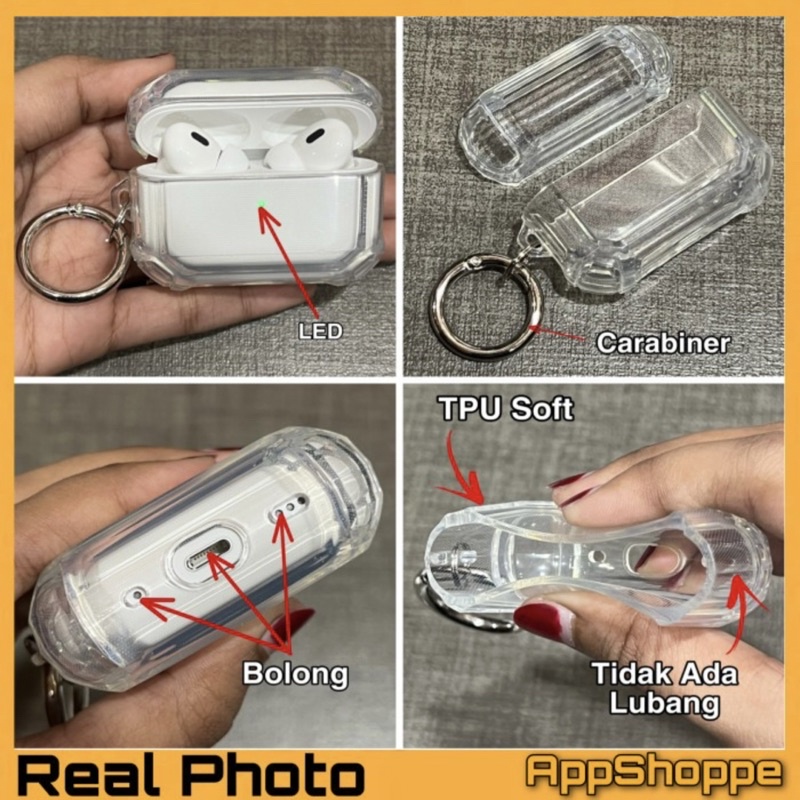 AirPods Pro 2 2022 TPU Transparan Casing Pelindung + Pengait CASE