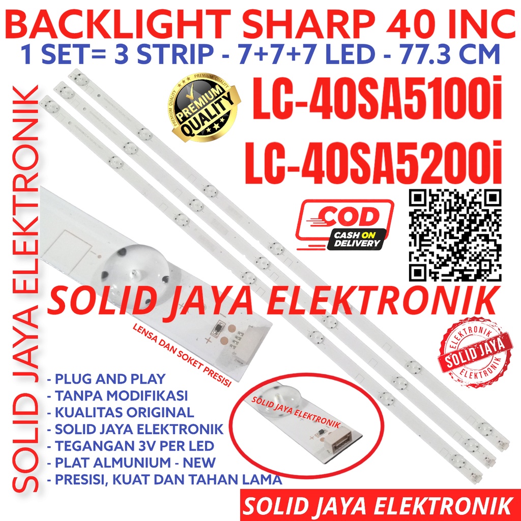 BACKLIGHT TV SHARP 40 INC LC 40SA5100 40SA5200 40SA5100i 40SA5200i 40SA LAMPU BL 7K 3V LC-40SA5100i LC-40SA5200i LC-40SA5100 LC-40SA5200 LC40SA5100 LC40SA5200 LC40SA5100i LC40SA5200i LC40SA51001 LC40SA52001 7 KACNING 7LED SHARP 40INCH 40INC 40IN