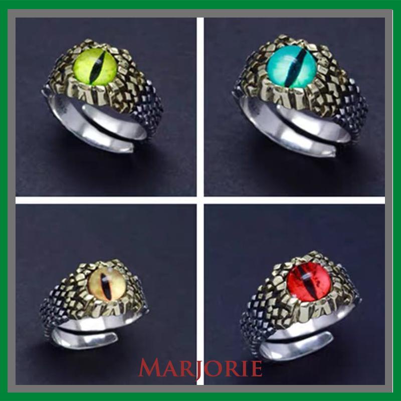 Cincin Pria keren Desain cincin adjustable Mata Merah Bahan Metal Gaya Retro Punk Rock cincin batu akik Untuk Pesta Motor-MJD