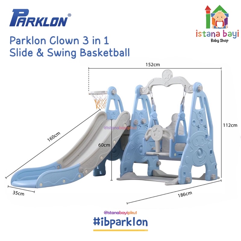 Parklon Fun Slide And Swing 5 in 1 / 3 in 1 / Mainan Perosotan Bayi /Parklon Fun slide Clown