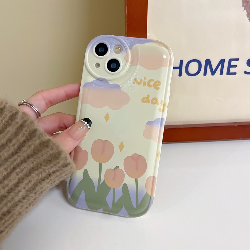 Soft Case Desain Tulip Air Cushion Untuk OPPO A57 A5 A9 A53 A33 A31 A7 A5S A12 A11K F9 Pro A15S A35 A32 A33 F11 A3S VIVO V23 S1 Y11 Y20 Y30 Y19 Y20i Y15S Y12