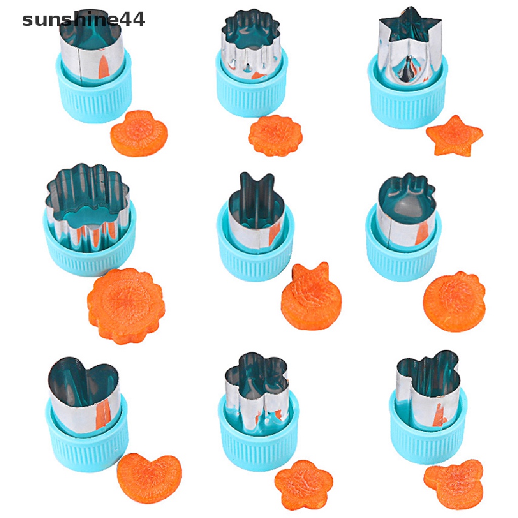 Sunshine 9Pcs Cetakan Cutter Stainless Steel Untuk Kue / Biskuit / Buah / Sayuran