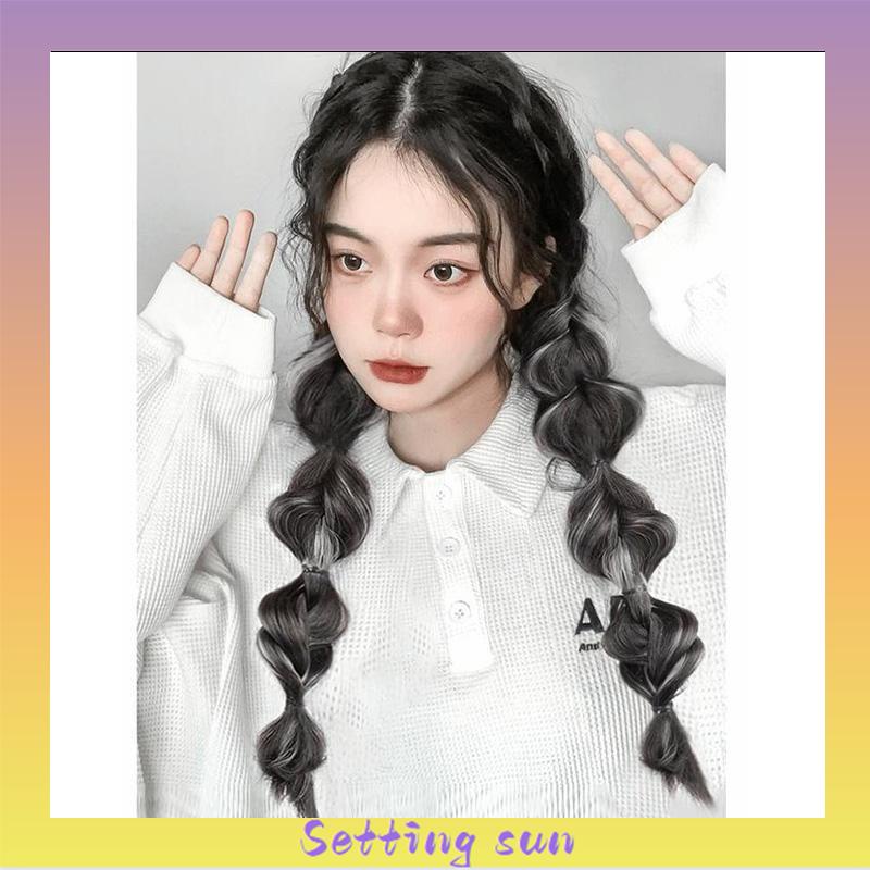 Ekor Kuda Poni Ganda Tinggi Wanita  Sorot Lantern Puff  Kepang Twist  Kepang Wig Tali TN