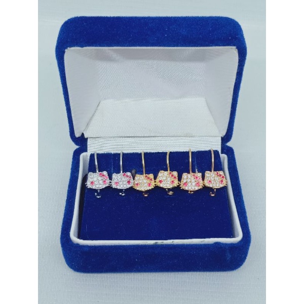 anting kait hellokitty anak mp+ mt merah/ anting perak asli silver 925 lapis emas/ anting fashion