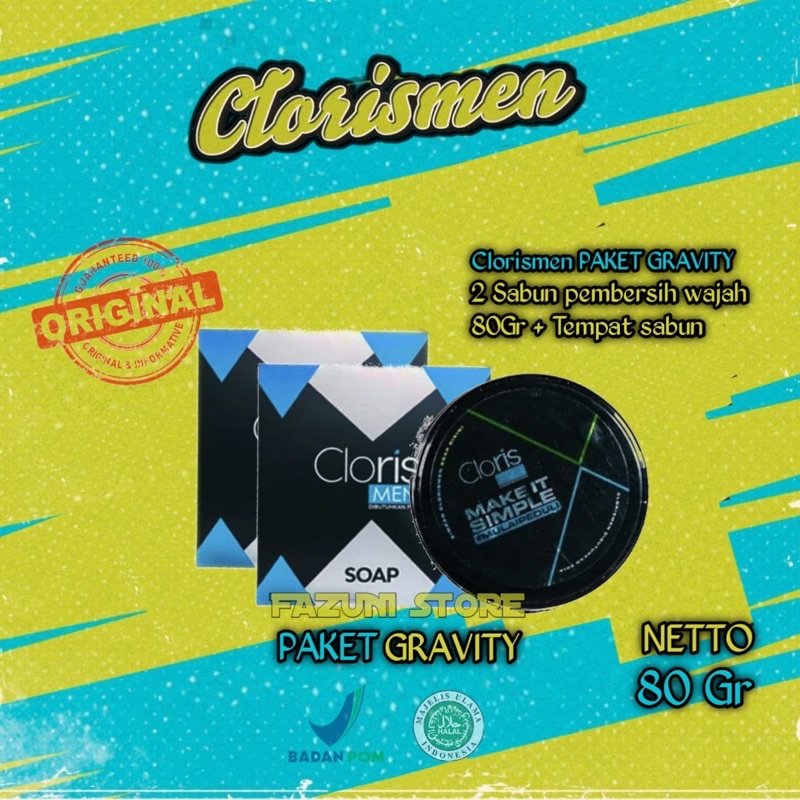 Clorismen Paket Graviti Sabun Muka Mencerahkan Wajah Pria Menghilangkan Jerawat Komedo Kusam Berminy