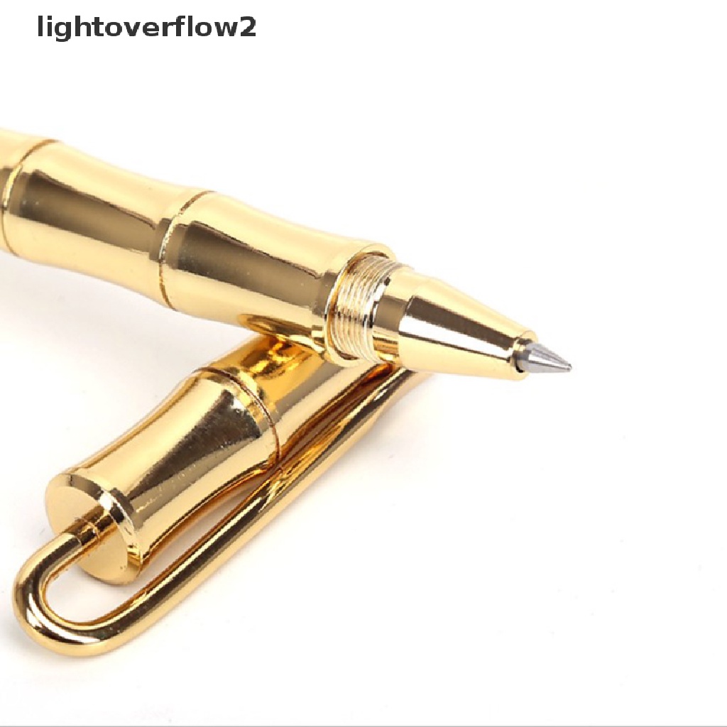 (lightoverflow2) 1pc Pulpen Bentuk Bambu Bahan Kuningan Untuk Hadiah